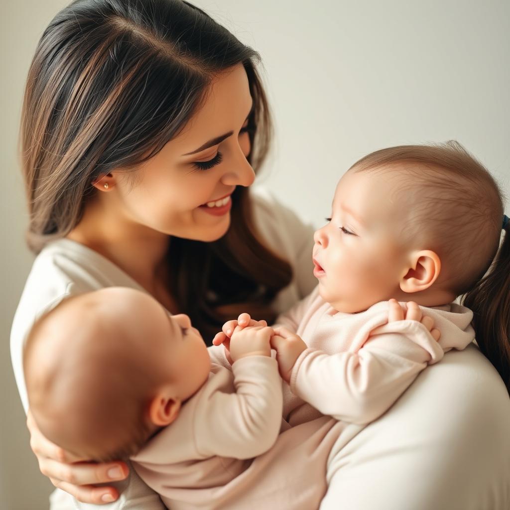 A loving mother holding her baby daughter in her arms