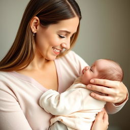 A loving mother holding her baby daughter in her arms