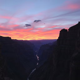 A serene sunset view of the Grand Canyon