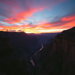 A serene sunset view of the Grand Canyon