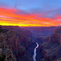 A serene sunset view of the Grand Canyon