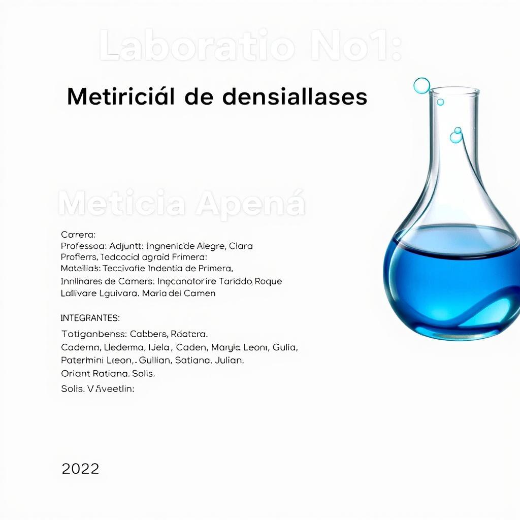 Cover page design for a laboratory density report, A4 size