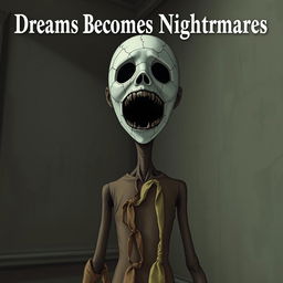 A book cover for 'Dreams Becomes Nightmares' featuring a tall, slender figure that evokes terror