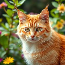 A stunning ginger cat with vibrant fur, captured in a close-up shot that highlights its expressive eyes and soft texture of the fur