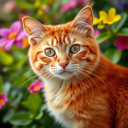 A stunning ginger cat with vibrant fur, captured in a close-up shot that highlights its expressive eyes and soft texture of the fur