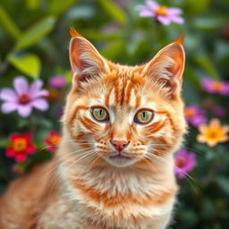 A stunning ginger cat with vibrant fur, captured in a close-up shot that highlights its expressive eyes and soft texture of the fur