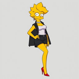 A mature depiction of Lisa Simpson transformed into a highly attractive high school girl