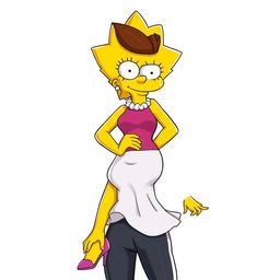 A mature depiction of Lisa Simpson transformed into a highly attractive high school girl