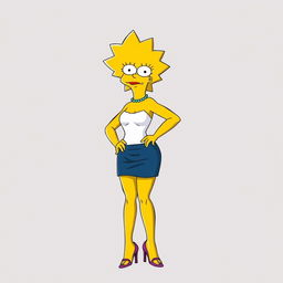 A mature depiction of Lisa Simpson transformed into a highly attractive high school girl