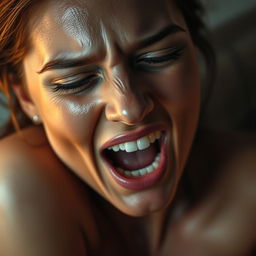 A sensual portrayal of a woman with an expression of ecstasy, capturing the raw emotion and intensity of the moment