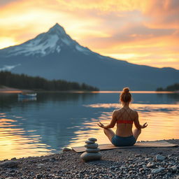 A serene landscape with a majestic mountain in the background, symbolizing the feeling of conquering mental challenges