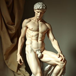 A tastefully artistic depiction of a nude male figure, capturing the elegance and strength of the human form