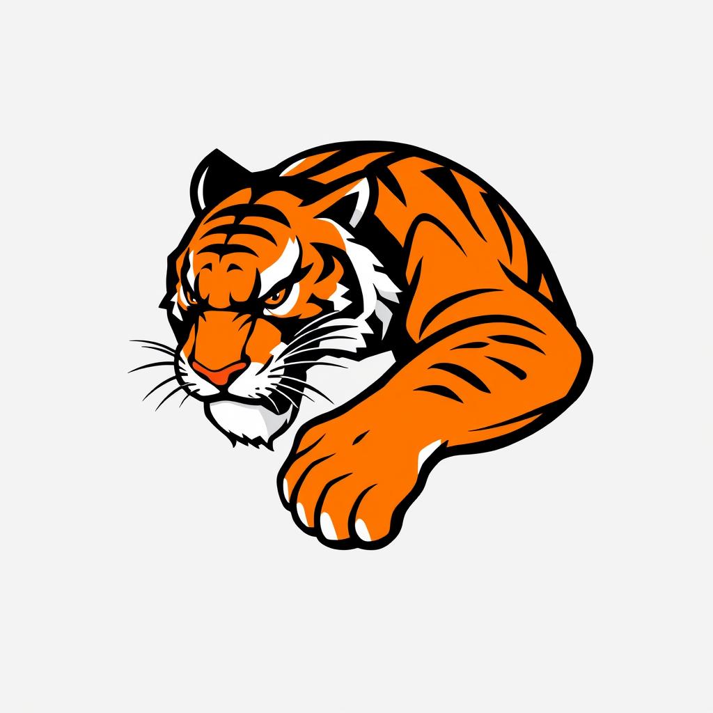 A bold and striking logo featuring a strong and sportive tiger, designed for a sports jersey