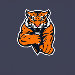 A bold and striking logo featuring a strong and sportive tiger, designed for a sports jersey