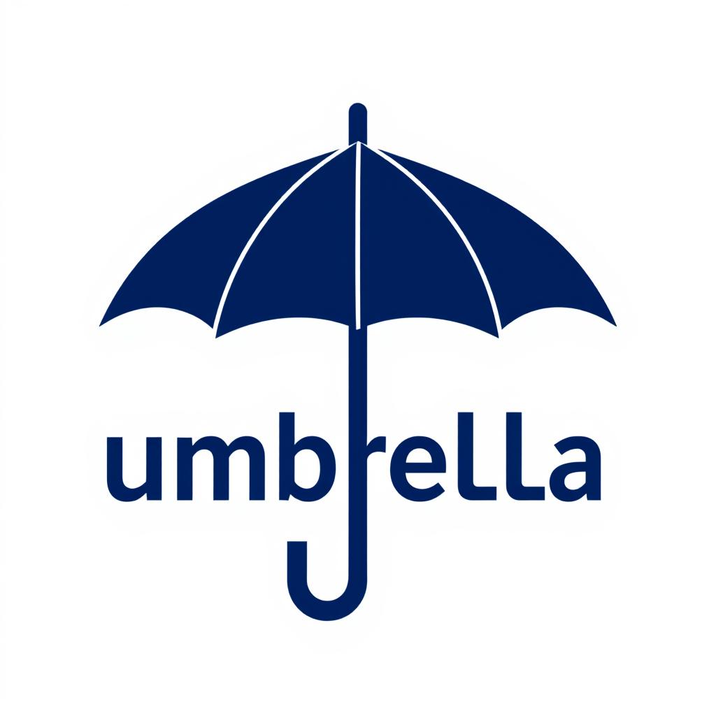 A sleek and modern logo featuring an umbrella, designed for sports jerseys