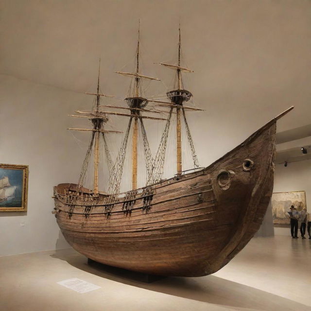 The legendary ship 'Argo' from Greek mythology on display in a museum as a historic artifact