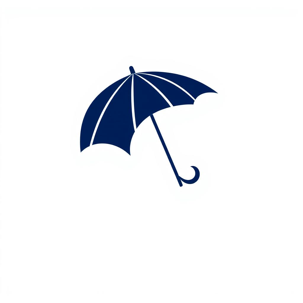 A sleek and modern logo featuring an umbrella, designed specifically for sports jerseys