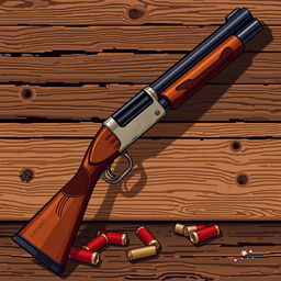 A rugged and powerful shotgun depicted in a pixel art style