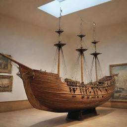 The legendary ship 'Argo' from Greek mythology on display in a museum as a historic artifact