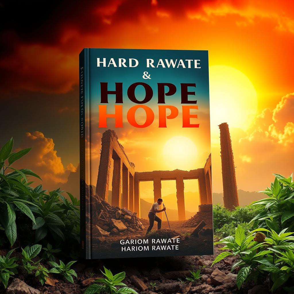 A book cover with a theme of hard work and hope amidst collapse, by Hariom Rawate