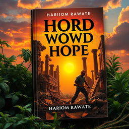 A book cover with a theme of hard work and hope amidst collapse, by Hariom Rawate