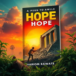 A book cover with a theme of hard work and hope amidst collapse, by Hariom Rawate