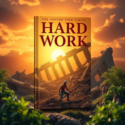 A book cover with a background theme of hard work and hope amidst collapse