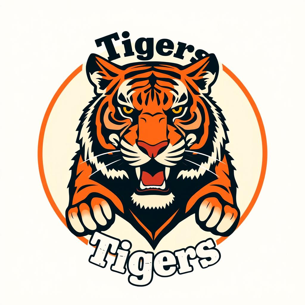 A vintage-inspired logo featuring a majestic tiger, designed to capture the essence of classic sports logos