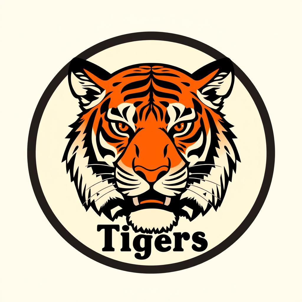 A vintage-inspired logo featuring a majestic tiger, designed to capture the essence of classic sports logos