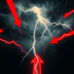 Design a bold and thrilling poster with a dark, stormy background, crackling with thunder