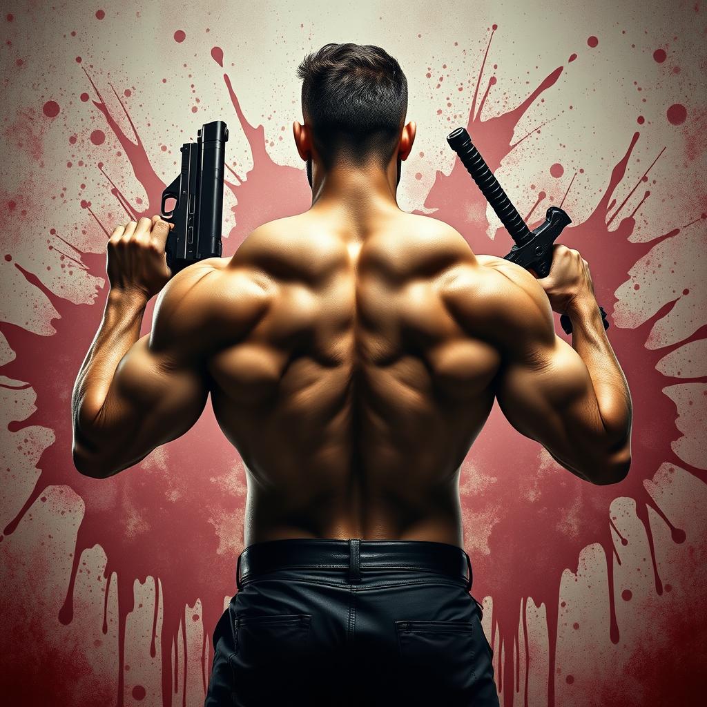 A muscular man posing with his back facing the viewer, showcasing defined muscles