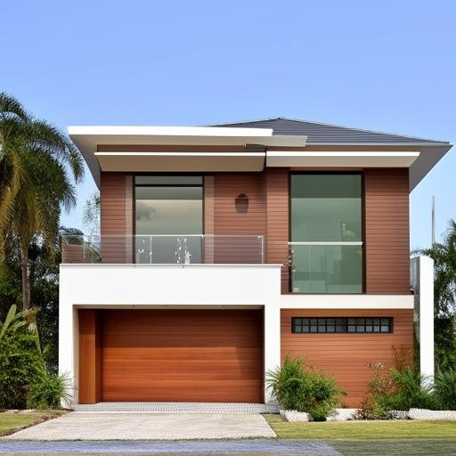 A 25x50 feet home, characterized by a symmetrical design, two-story structure, a vast living space with ample natural light, modern architecture with smart furnishings.