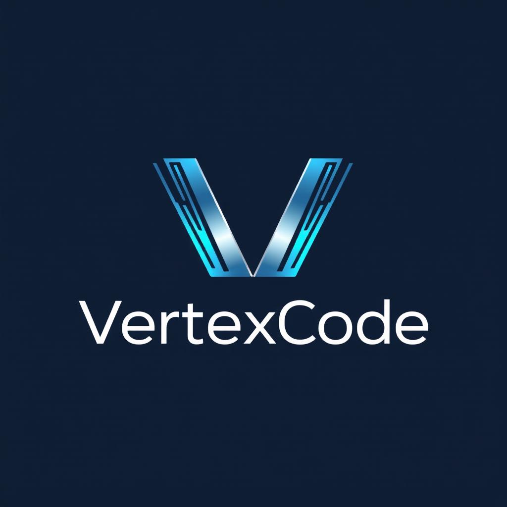 Design a modern and sleek logo for a company named VertexCode