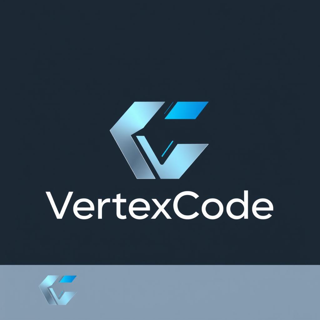 Design a modern and sleek logo for a company named VertexCode