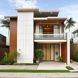 A 25x50 feet home, characterized by a symmetrical design, two-story structure, a vast living space with ample natural light, modern architecture with smart furnishings.