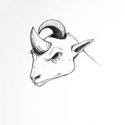 A pen sketch of a head with a cut horn, showcasing the rough texture and the point where the horn was severed