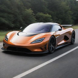 A futuristic supercar combining Koenigsegg's extreme performance and distinctive design with Tesla's groundbreaking electric powertrain and innovative technologies.