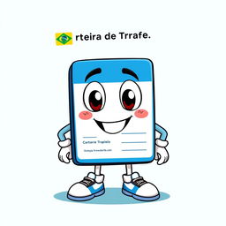 A cartoon character based on a Brazilian work card (Carteira de Trabalho)