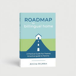 A modern, graphic, and minimalist book cover design for a non-fiction parenting book titled 'Roadmap to your Bilingual Home: A Practical Guide for Parents'