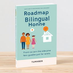 A modern, graphic, and minimalist book cover design for a non-fiction parenting book titled 'Roadmap to your Bilingual Home: A Practical Guide for Parents'