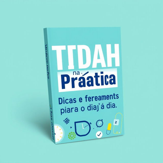 ebook cover design featuring the title "TDAH na Prática: Dicas e Ferramentas para o dia a dia"