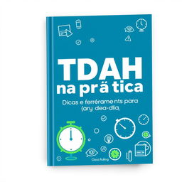 ebook cover design featuring the title "TDAH na Prática: Dicas e Ferramentas para o dia a dia"