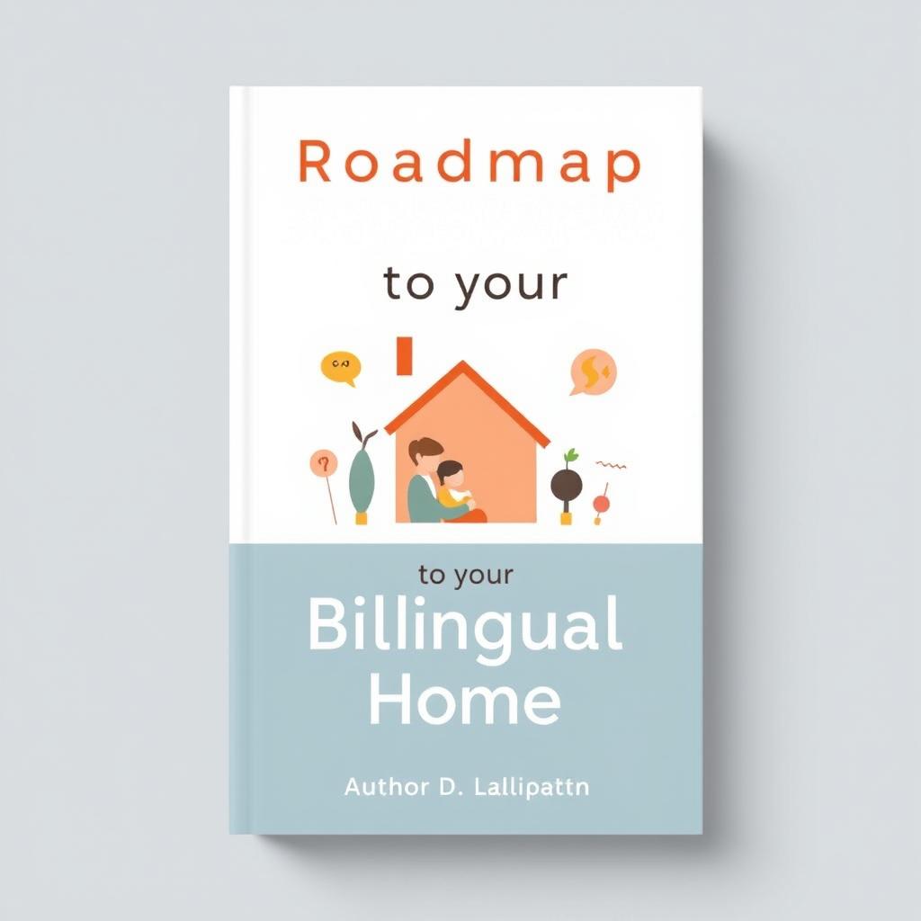 A modern, simplistic graphic, and minimalist book cover design for a non-fiction parenting book titled 'Roadmap to your Bilingual Home: A Practical Guide for Parents'