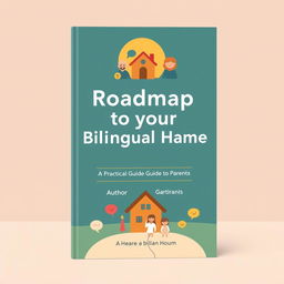 A modern, simplistic graphic, and minimalist book cover design for a non-fiction parenting book titled 'Roadmap to your Bilingual Home: A Practical Guide for Parents'