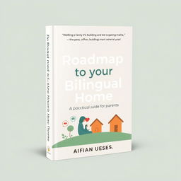 A modern, simplistic graphic, and minimalist book cover design for a non-fiction parenting book titled 'Roadmap to your Bilingual Home: A Practical Guide for Parents'