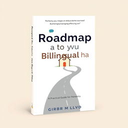 A modern, graphic, and minimalist book cover design for a non-fiction parenting book titled 'Roadmap to your Bilingual Home: A Practical Guide for Parents'