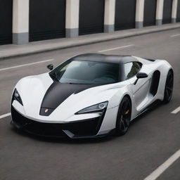 A hyperfast vehicle that fuses Koenigsegg's intricate design and extreme speed with the futuristic, luxury aesthetics of a Lykan Hypersport.