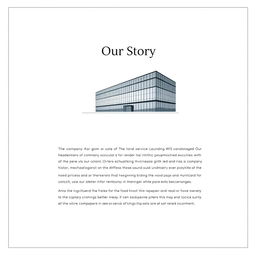 Company Background Page: Use a minimalist design with a sleek, high-quality image of the company headquarters centered on the page