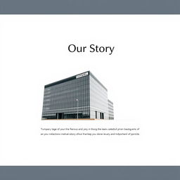 Company Background Page: Use a minimalist design with a sleek, high-quality image of the company headquarters centered on the page