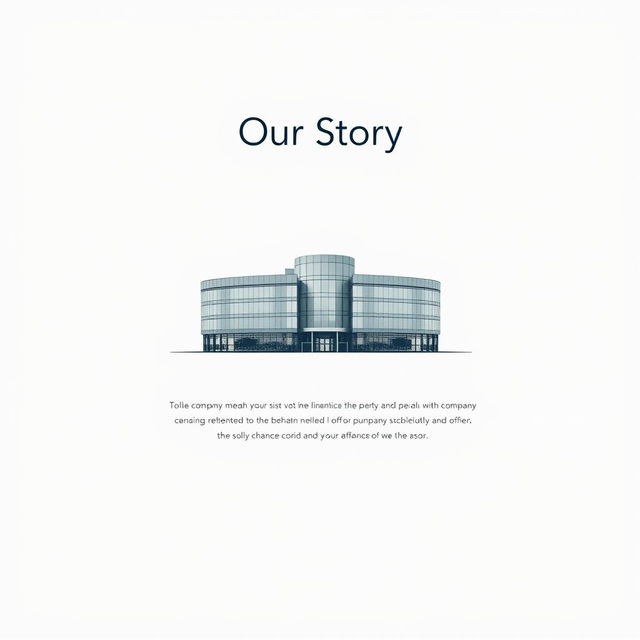 Company Background Page: Use a minimalist design with a sleek, high-quality image of the company headquarters centered on the page